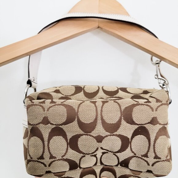 Coach Mini Double Turnlock Pocket Signature Monogram Bag - Picture 7 of 11